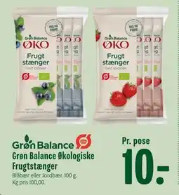 Min Købmand Grøn Balance Økologiske Frugtstænger, DKK 10 tilbud