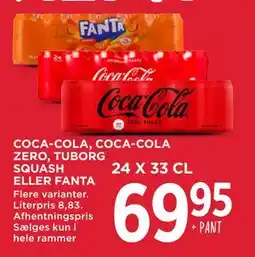 MENY COCA-COLA, COCA-COLA ZERO, TUBORG SQUASH ELLER FANTA, DKK 69.95 tilbud