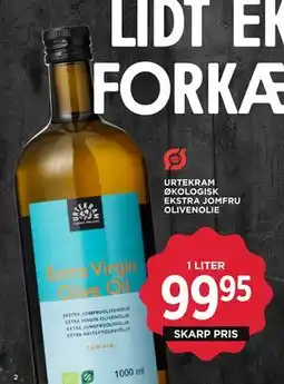 MENY URTEKRAM ØKOLOGISK EKSTRA JOMFRU OLIVENOLIE, DKK 99.95 tilbud