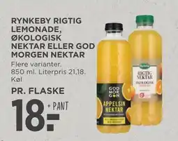 MENY RYNKEBY RIGTIG LEMONADE, ØKOLOGISK NEKTAR ELLER GOD MORGEN NEKTAR, DKK 18 tilbud