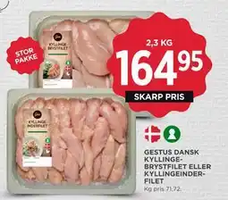 MENY GESTUS DANSK KYLLINGEBRYSTFILET ELLER KYLLINGEINDERFILET, DKK 164.95 tilbud