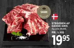 MENY STEGEBEN AF DANSK GRIS, DKK 19.95 tilbud