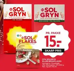 MENY OTA SOLGRYN ELLER BRANFLAKES., DKK 15 tilbud