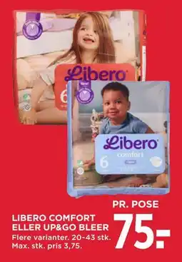 MENY LIBERO COMFORT ELLER UP&GO BLEER, DKK 75 tilbud
