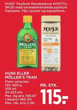 MENY HUSK ELLER MÖLLER’S TRAN, DKK 115 tilbud