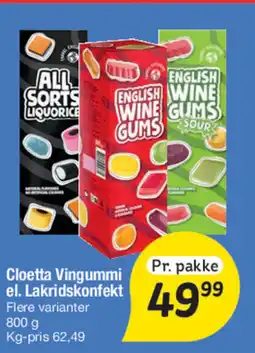 Fakta Tyskland Cloetta Vingummi el. Lakridskonfekt tilbud