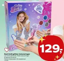 Kvickly Real UniQ glitter-tatoveringer tilbud