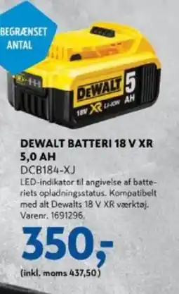 Davidsen DEWALT Batteri 18 v xr 5,0 ah tilbud