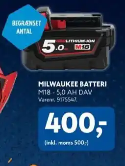 Davidsen MILWAUKEE Batteri tilbud