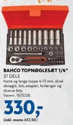 Davidsen BAHCO Topnøglesæt 1/4" tilbud
