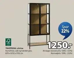 JYSK TRAPPEDAL vitrine, DKK 1250 tilbud