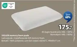JYSK VIGLEN memory foam pude, DKK 175 tilbud