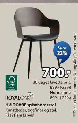 JYSK HVIDOVRE spisebordsstol, DKK 700 tilbud