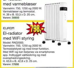 Harald Nyborg El-radiator med WiFi styring, DKK 798 tilbud