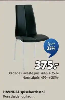 JYSK HAVNDAL spisebordsstol, DKK 375 tilbud