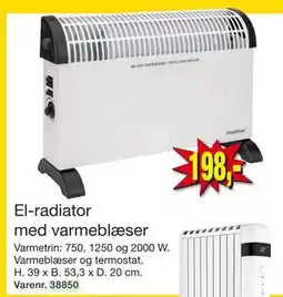 Harald Nyborg El-radiator med varmeblæser, DKK 198 tilbud