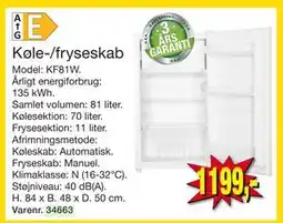 Harald Nyborg Køle-/fryseskab, DKK 1199 tilbud