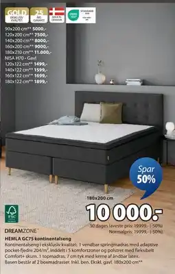 JYSK HEMLA GC75 kontinentalseng, DKK 10000 tilbud