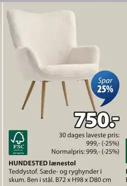JYSK HUNDESTED lænestol, DKK 750 tilbud