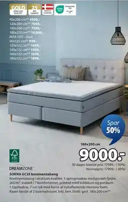 JYSK SOKNA GC35 kontinentalseng, DKK 9000 tilbud