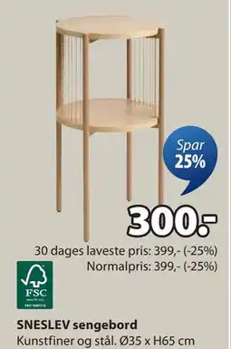 JYSK SNESLEV sengebord, DKK 300 tilbud