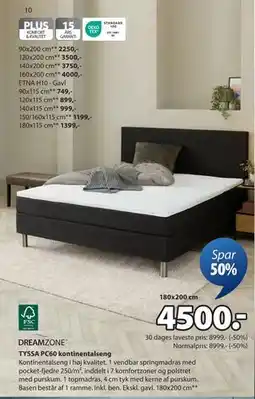 JYSK TYSSA PC60 kontinentalseng, DKK 4500 tilbud
