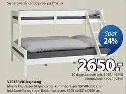 JYSK VESTERVIG køjeseng, DKK 2650 tilbud