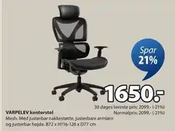 JYSK VARPELEV kontorstol, DKK 1650 tilbud