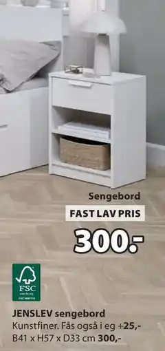 JYSK JENSLEV sengebord, DKK 300 tilbud