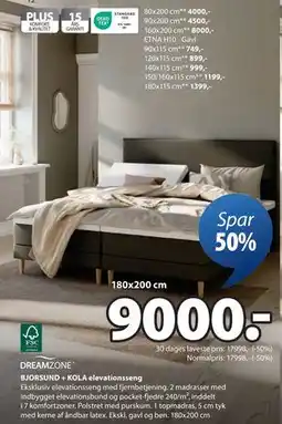 JYSK BJORSUND + KOLA elevationsseng, DKK 9000 tilbud