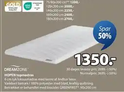 JYSK HOPEN topmadras, DKK 1350 tilbud