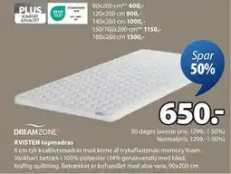 JYSK KVISTEN topmadras, DKK 650 tilbud