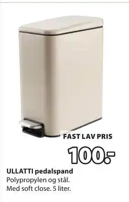 JYSK ULLATTI pedalspand, DKK 100 tilbud