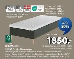 JYSK FJELNA F + KOLA boxmadras, DKK 1850 tilbud