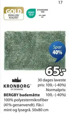 JYSK BERGBY bademåtte, DKK 65 tilbud