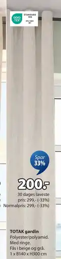 JYSK TOTAK gardin, DKK 200 tilbud