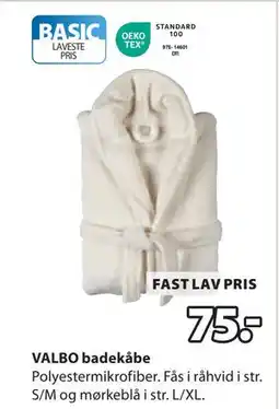 JYSK VALBO badekåbe, DKK 75 tilbud