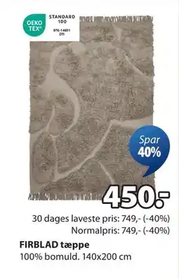 JYSK FIRBLAD tæppe, DKK 450 tilbud