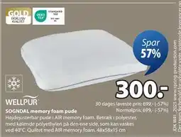 JYSK SOGNDAL memory foam pude, DKK 300 tilbud