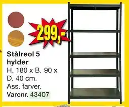 Harald Nyborg Stålreol 5 hylder, DKK 299 tilbud