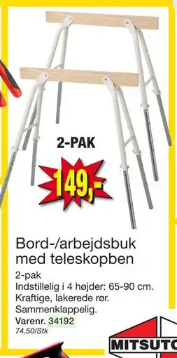 Harald Nyborg Bord-/arbejdsbuk med teleskopben, DKK 149 tilbud