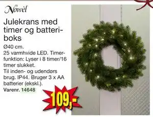Harald Nyborg Julekrans med timer og batteriboks, DKK 109 tilbud
