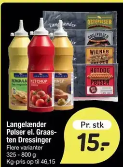 Fakta Tyskland Langelænder Pølser el. Graasten Dressinger tilbud