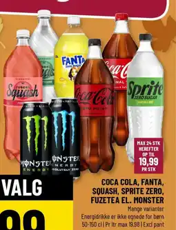 Løvbjerg Coca Cola, Fanta, Squash, Sprite zero, Fuzetea el. Monster tilbud