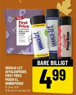 Løvbjerg Skrald-let affaldsposer, First price poser el. Hundeposer tilbud