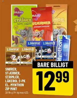 Løvbjerg Snører, stjerner, strimler, Läkerol 2-pk el. Mynthon zip mint tilbud