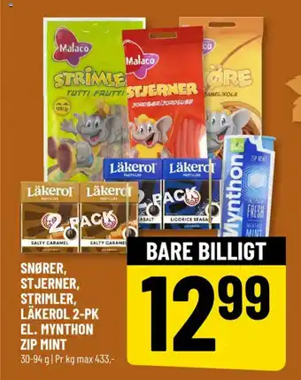 Løvbjerg Snører, stjerner, strimler, Läkerol 2-pk el. Mynthon zip mint tilbud