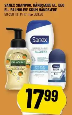 Løvbjerg Sanex shampoo, håndsæbe el. deo el. Palmolive skum håndsæbe tilbud