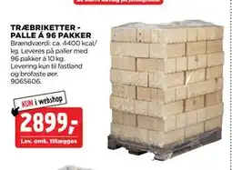 jem & fix TRÆBRIKETTER PALLE Á 96 PAKKER, DKK 2899 tilbud