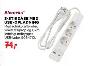jem & fix 3-STIKDÅSE MED USB-OPLADNING, DKK 74 tilbud